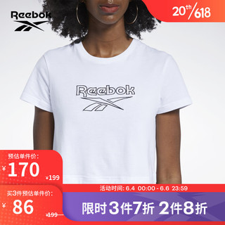 Reebok 锐步 官方新款女子GL8409经典休闲短袖T恤 GJ5764 XS