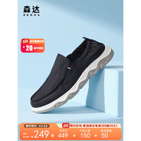 森达简约乐福鞋男夏新商场同款舒适一脚蹬休闲鞋V9T05BM2 蓝色 43