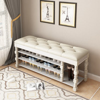 实采（SHICY）换鞋凳家用门口可坐式鞋柜入户进门欧式长条沙发凳子新款鞋架 三层带靴位120CM 胡桃色