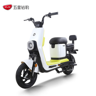 ZUB 五星钻豹 电动车新国标48V24AH锂电电瓶车电动自行车 B5plus-24珠光白/黄绿