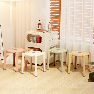迈亚家具矮凳现代简约可收纳叠放塑料家用小板凳客厅椅子创意加厚凳子 樱花粉