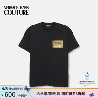VERSACE JEANS COUTURE 男士Logo 棉质T恤短袖 EG89-黑/金色 L