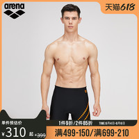 arena阿瑞娜泳裤五分及膝裤专业男士款泳衣休闲平角温泉防尴尬 黑色/紫色 M