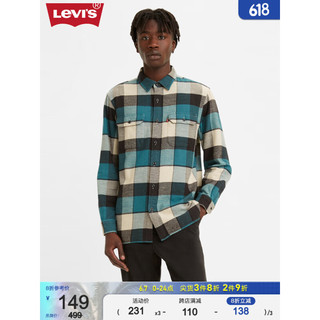 Levi's 李维斯 男士格纹衬衫复古休闲时尚百搭舒适19573-0147 绿色格纹 XS