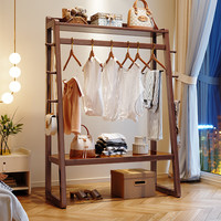 聚林鸟全实木衣帽架挂衣架落地卧室家用衣架简约现代收纳置物架衣服架子 衣帽架 126*40*180cm