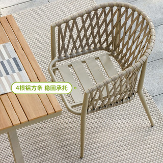 MWH户外庭院休闲桌椅室外防水耐晒铝制餐桌椅防锈防霉塑木桌子椅子 两椅