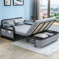 川仁现代简约沙发床俩用折叠简易多功能布艺沙发 1.28米（颜色备注默认浅灰色） 5厘米储物