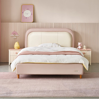 全友（QUANU）家居儿童床现代简约床抗菌生态科技皮软靠床儿童床女孩卧室116012 1.5m皮床( 无床头柜床垫 )
