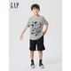 Gap 盖璞 多重优惠 Gap男童夏季2023新款纯棉卡通印花薄款短袖T恤 浅灰色 120cm(S)