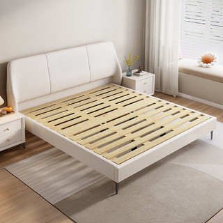丰舍床 纳帕皮床现代简约轻奢婚床双人床1.8m软包1.5米皮床实木软靠床 床+椰棕床垫+床头柜*1 框架结构