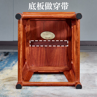 东成 红木家具缅甸花梨（学名：大果紫檀）富贵茶凳 家用圆角实木小方凳小板凳 单张高凳