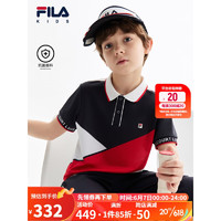 FILA 斐乐 童装儿童短T2023夏季中大童网球排汗透气短袖POLO衫