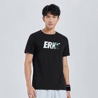 ERKE 鸿星尔克 轻薄吸汗运动T恤男圆领短袖针织衫logo简约印花男式短袖