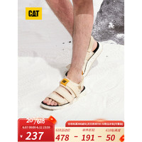 CAT卡特休闲鞋凉鞋沙滩鞋男鞋皮鞋男士简约魔术贴橡胶底凉鞋商场同款 米白 40