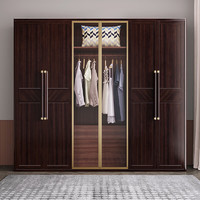 优卡吉新中式紫金檀木实木衣柜AMLT-HT226 四门衣柜（2木门+2玻璃门）