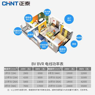 正泰（CHNT）电线电缆BV-2.5蓝色家装照明插座用线单芯硬导体无护套电缆100米