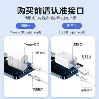 PISEN 品胜 苹果12充电器20W快充套装PD充电头数据线适用iPhone13 14Pro11 PD 20W快充单头