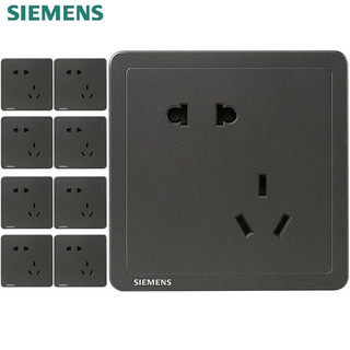 西门子（SIEMENS） 西门子开关插座面板 致典系列套装 黑色斜五孔10只装