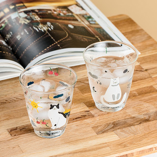 西比尔 日式猫咪ins玻璃杯家用牛奶杯高硼硅耐热水果杯泡茶随手杯