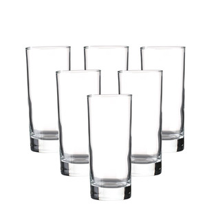 青苹果耐热加厚透明玻璃杯子家用无盖牛奶杯客厅耐高温透明6只装
