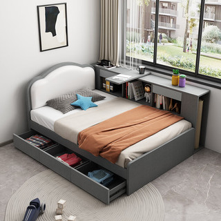 艾郎仕北欧床1.2米卧室单人床多功能小户型家用高箱储物床 单床 1000mm*1900mm