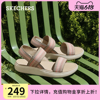 Skechers斯凯奇2023年夏新款轻便休闲凉鞋舒适柔软平底凉拖鞋外穿