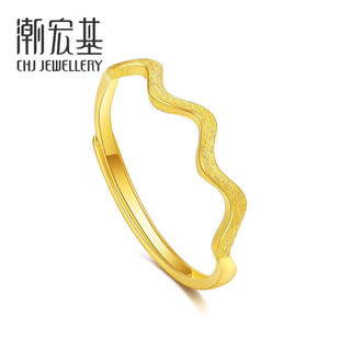 CHJ JEWELLERY 潮宏基 SRG30001114 女士心动拉丝活口足金戒指 1.35g