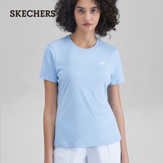 Skechers斯凯奇2023夏女男情侣同款速干透气运动短袖t恤圆领上衣 P222M115鲨鱼灰/00MM 3XL