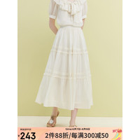 范思蓝恩 23FS12238浪漫通透感仙气半身裙法式通勤简约高级感半裙 米杏色 M