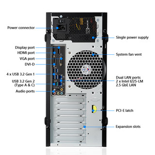 华硕（ASUS）E500 G7 酷睿I9 11900K 3D模型渲染 塔式服务器工作站台式电脑主机 定制:400-610-1360转530351 NVIDIA RTX3060 12G *1