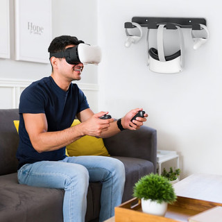 适用于pico系列VR眼镜头戴式设备配件收纳支架手柄壁挂墙壁挂钩创意配件 VR设备收纳支架