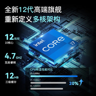 联想笔记本电脑 十核酷睿i7 15.6英寸轻薄商用办公学生网课游戏设计高端性能本 i7-1255U 8G 512G固态 标配版 锐炬显卡 雷电4 88%屏占比 曜石黑