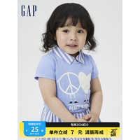 Gap 盖璞 女幼童纯棉印花T恤827912夏季款儿童装运动上衣潮 浅蓝色 90cm(2岁)尺码偏小 选大一码