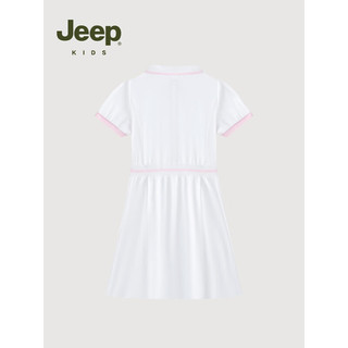 Jeep吉普童装女童连衣裙2023夏季新款薄款透气休闲风女孩针织衬衫裙子 白色 165cm