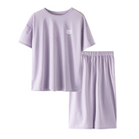 彩桥儿童睡衣冰丝清凉夏季薄款空调服可外穿男童女童家居服套装 紫色 170cm