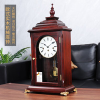 汉时(Hense)实木机械座钟欧式复古台钟老式报时钟表上发条时钟HD2302 大红酸枝+德国赫姆勒五音机芯