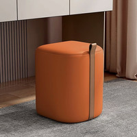 密林轻奢化妆凳女生卧室梳妆台凳子简约现代网红方凳椅子换鞋凳小凳子 D型凳-橙
