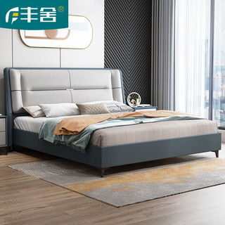 丰舍 皮床 科技布床意式轻奢北欧实木框架气压简约双人床主卧 单床+椰棕床垫+床头柜*1 框架款