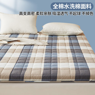 南极人（home）新疆棉花床垫软垫子1.8x2米家用榻榻米褥子宿舍1.5x2.0席梦思垫被 咖小格 90x200cm