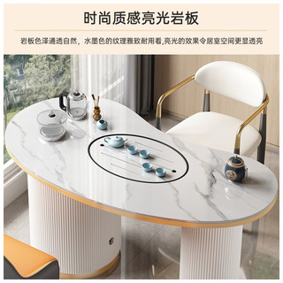 雅行轻奢岩板茶桌椅组合简约家用小户型阳台茶几茶台烧水壶一体办公桌 高级灰桌腿 1.2m单茶台