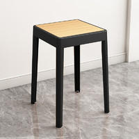 迈亚家具塑料凳子家用可叠放餐桌板凳加厚方凳现代创意胶凳子北欧吃饭椅子 黑色