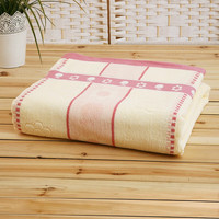 mufan 沐凡 全棉毛巾被单双人加厚老式纯棉毯子学生儿童四季空调午睡盖毯 平安果毛巾被-豆沙色 150