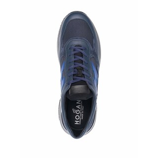 香港直邮Hogan男士运动鞋蓝色皮革侧徽标系带低帮舒适休闲透气