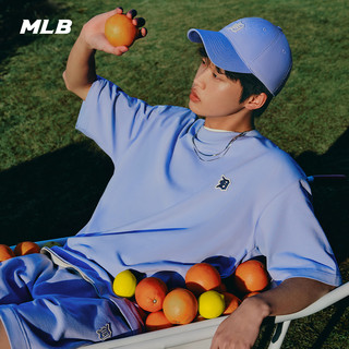 MLB 官方 男女情侣纯色刺绣logo短袖休闲时尚T恤23夏季新款TSB02