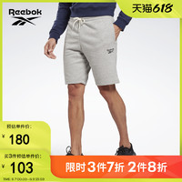 Reebok 锐步 官方男子SHORT经典简约LOGO训练健身系带运动五分短裤