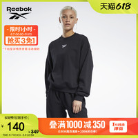 Reebok 锐步 官方女子CREW长袖基础LOGO黑色简约休闲运动卫衣GS1740