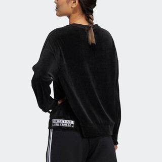 阿迪达斯Adidas女装卫衣VELOUR CREW运动训练休闲套头衫HG1843黑色 XL