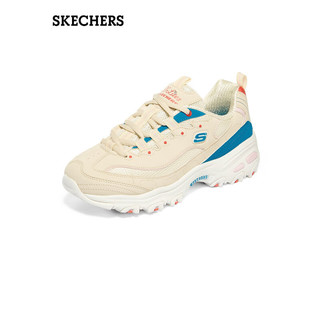 SKECHERS 斯凯奇 2023年女撞色厚底熊猫鞋复古运动老爹鞋896083 自然色/NTMT 37