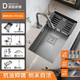 AUX 奥克斯 厨房水槽单槽厨房洗菜盆D套餐-配抽拉龙头+净水(活动款) 68*42CM