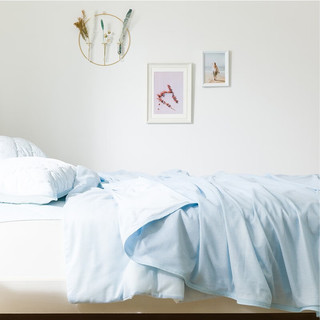 NITORI宜得利家居家用午睡毯可机洗小被子卧室床品毛巾被冷感超柔 蓝色 双人